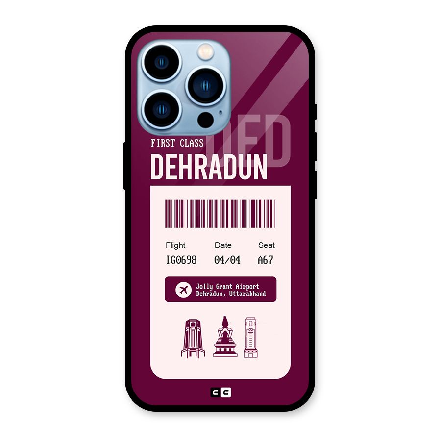 Dehradun Boarding Pass Glass Back Case for iPhone 13 Pro