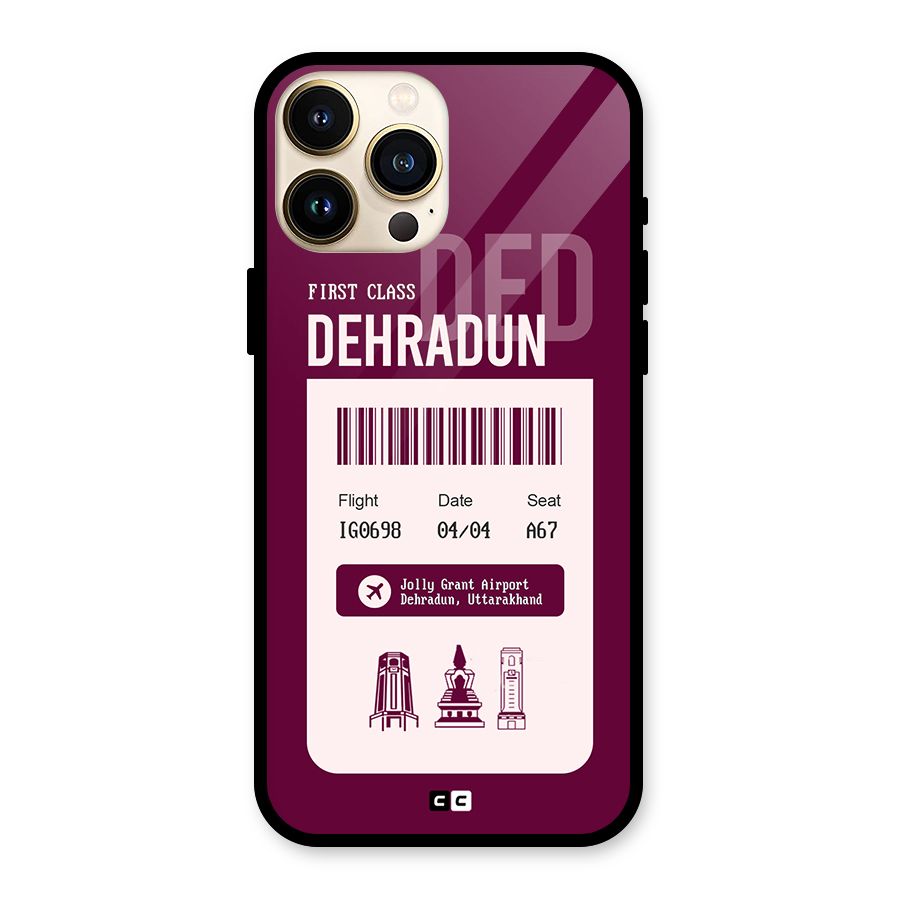 Dehradun Boarding Pass Glass Back Case for iPhone 13 Pro Max