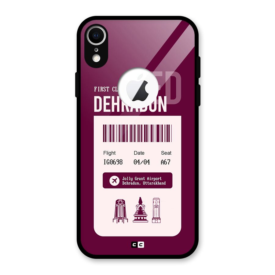 Dehradun Boarding Pass Glass Back Case for iPhone XR Logo Cut