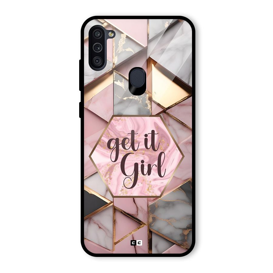 Diamond Girl Glass Back Case for Galaxy M11