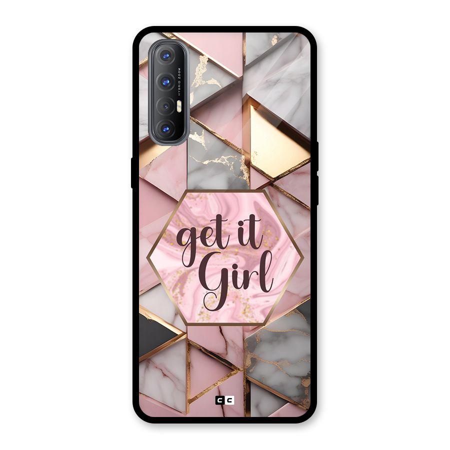 Diamond Girl Glass Back Case for Oppo Reno3 Pro