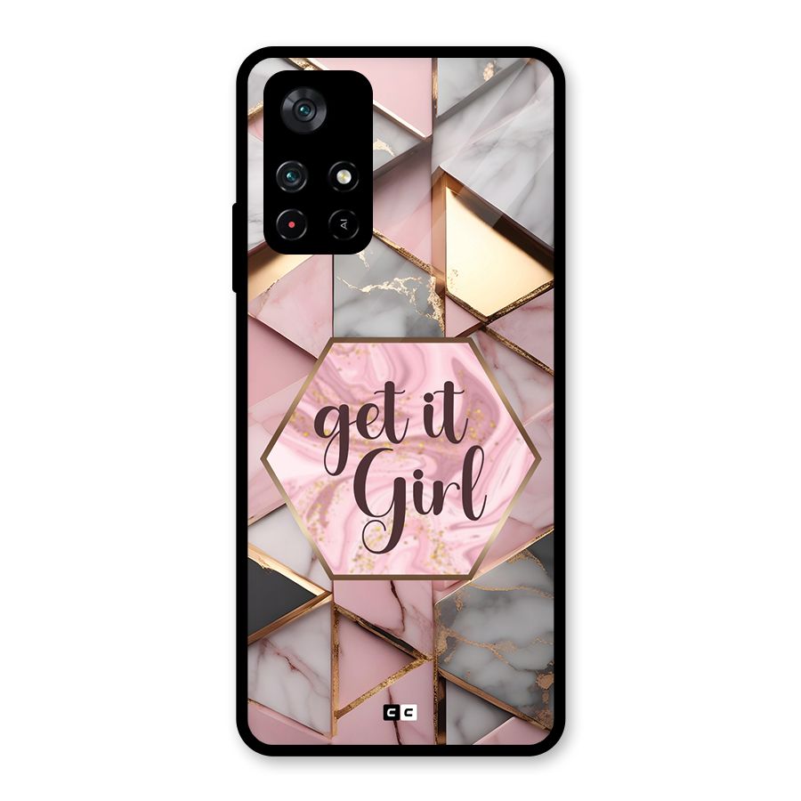 Diamond Girl Glass Back Case for Poco M4 Pro 5G