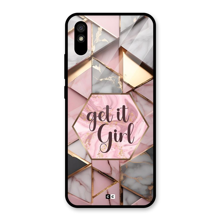 Diamond Girl Glass Back Case for Redmi 9A