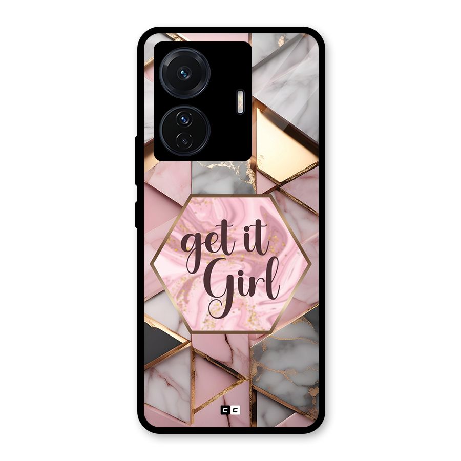 Diamond Girl Glass Back Case for Vivo T1 Pro