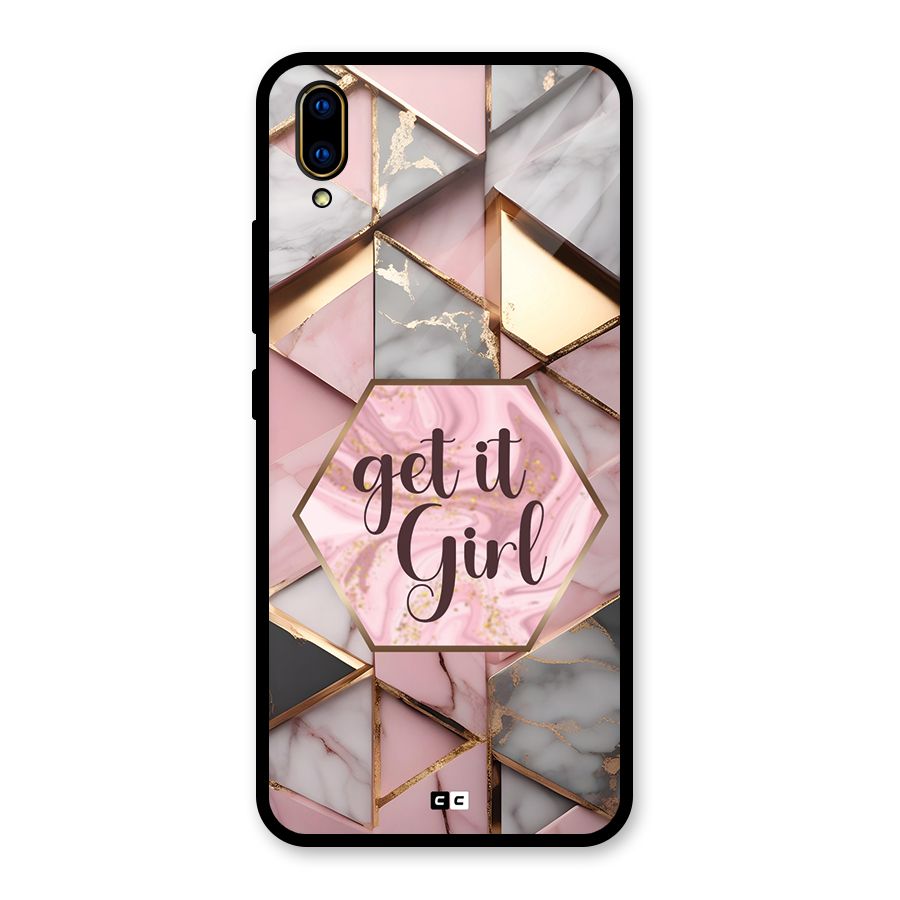 Diamond Girl Glass Back Case for Vivo V11 Pro