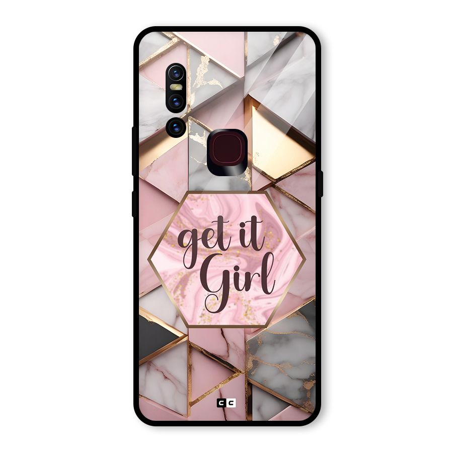 Diamond Girl Glass Back Case for Vivo V15
