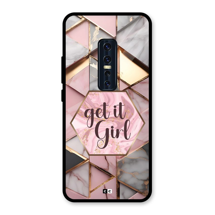 Diamond Girl Glass Back Case for Vivo V17 Pro