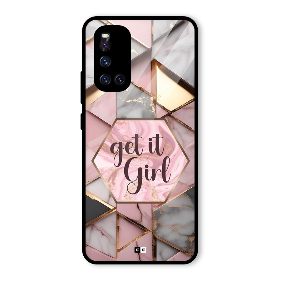 Diamond Girl Glass Back Case for Vivo V19