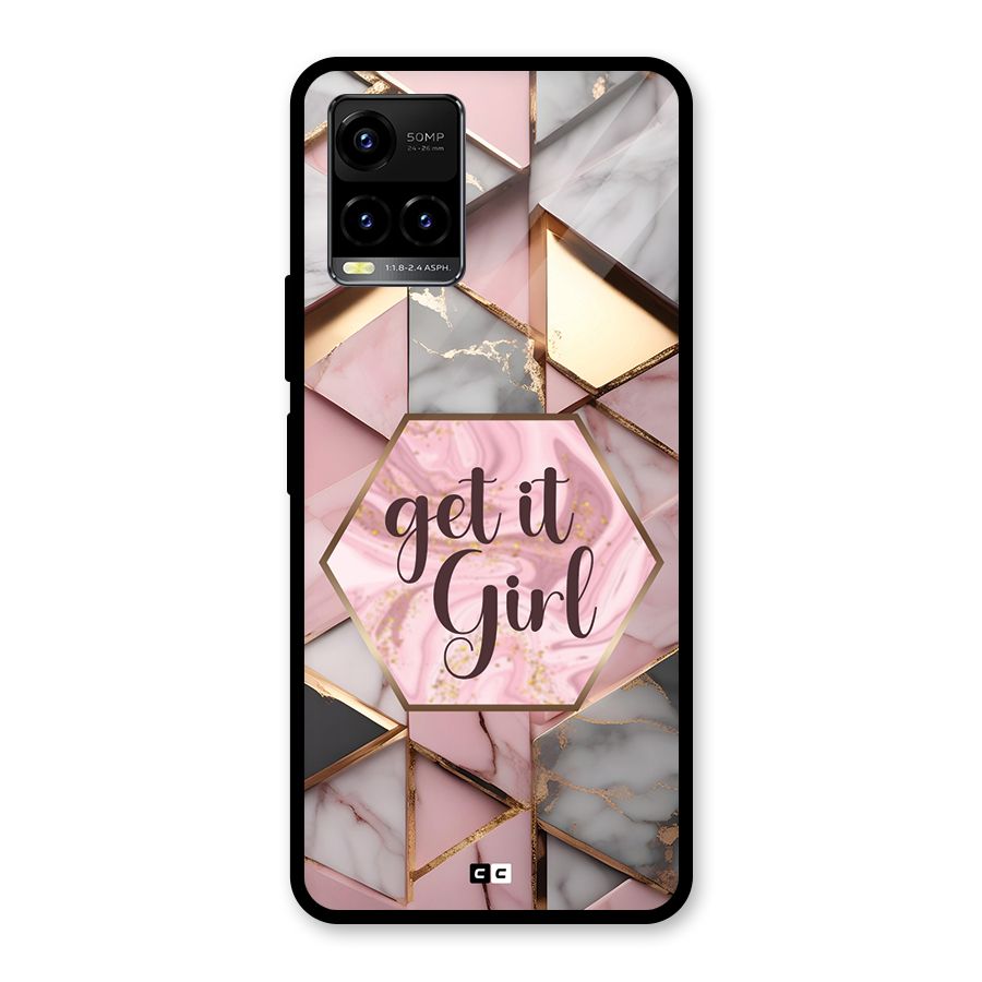 Diamond Girl Glass Back Case for Vivo Y33s