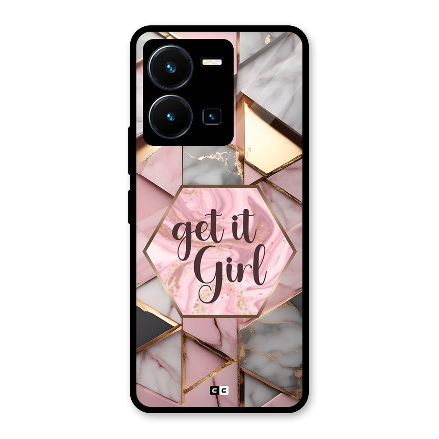 Diamond Girl Glass Back Case for Vivo Y35