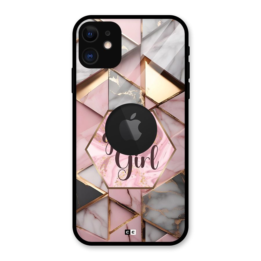 Diamond Girl Glass Back Case for iPhone 11 Logo Cut