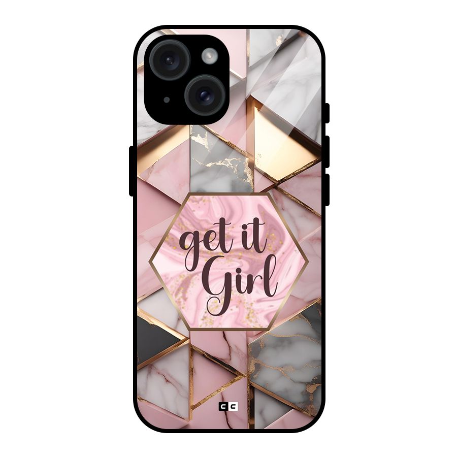 Diamond Girl Glass Back Case for iPhone 15