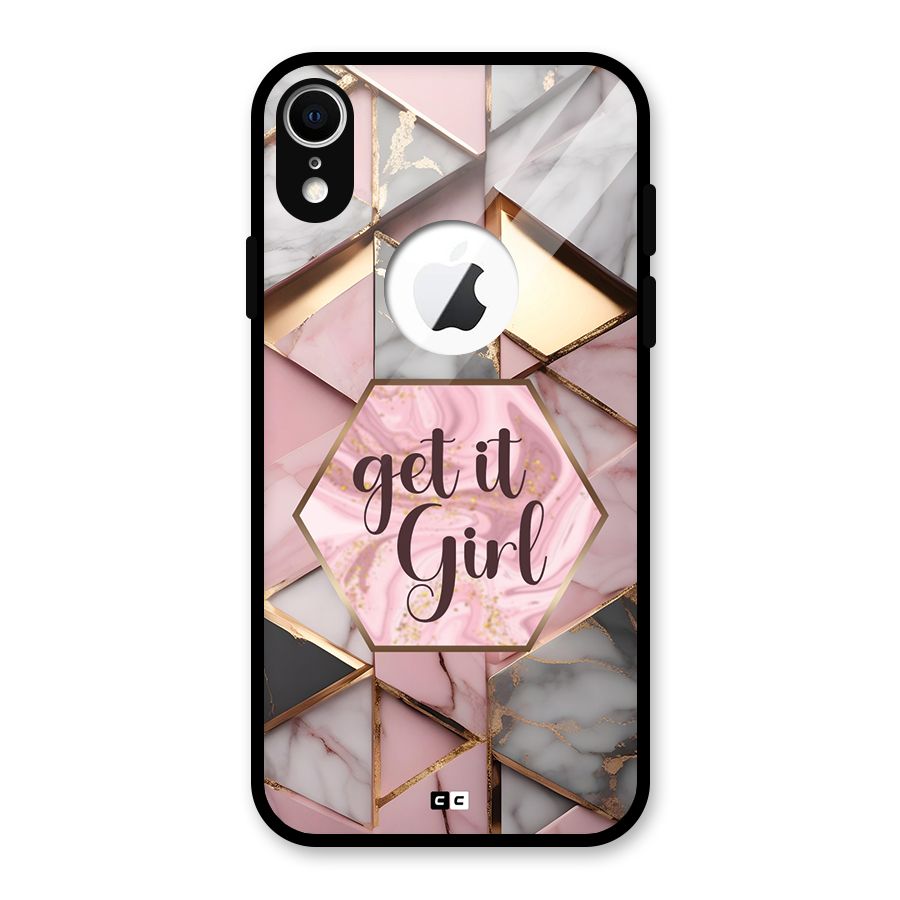 Diamond Girl Glass Back Case for iPhone XR Logo Cut
