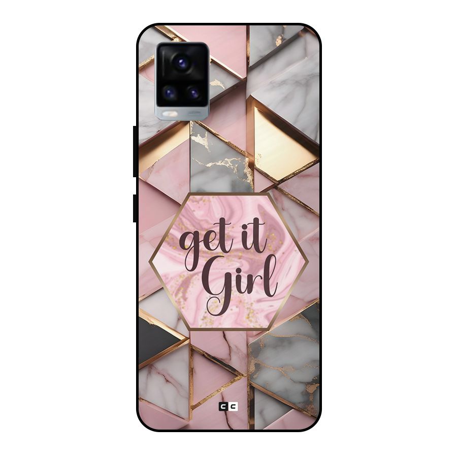 Diamond Girl Metal Back Case for Vivo V20 2021