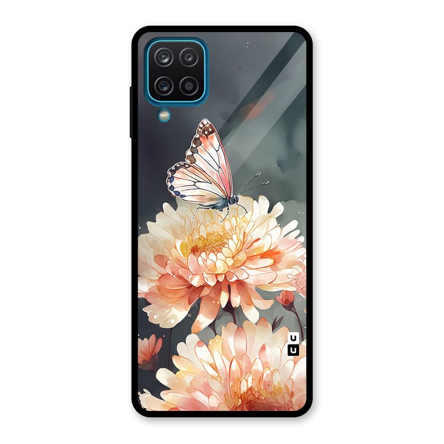 Digital Art Butterfly Flower Glass Back Case for Galaxy A12