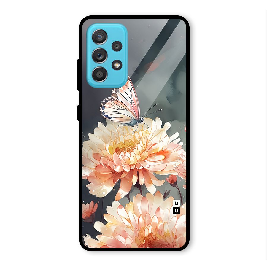 Digital Art Butterfly Flower Glass Back Case for Galaxy A52s 5G