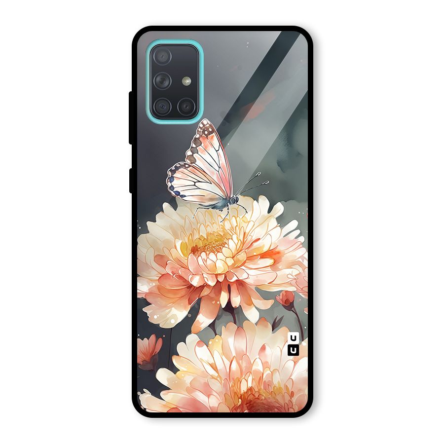 Digital Art Butterfly Flower Glass Back Case for Galaxy A71