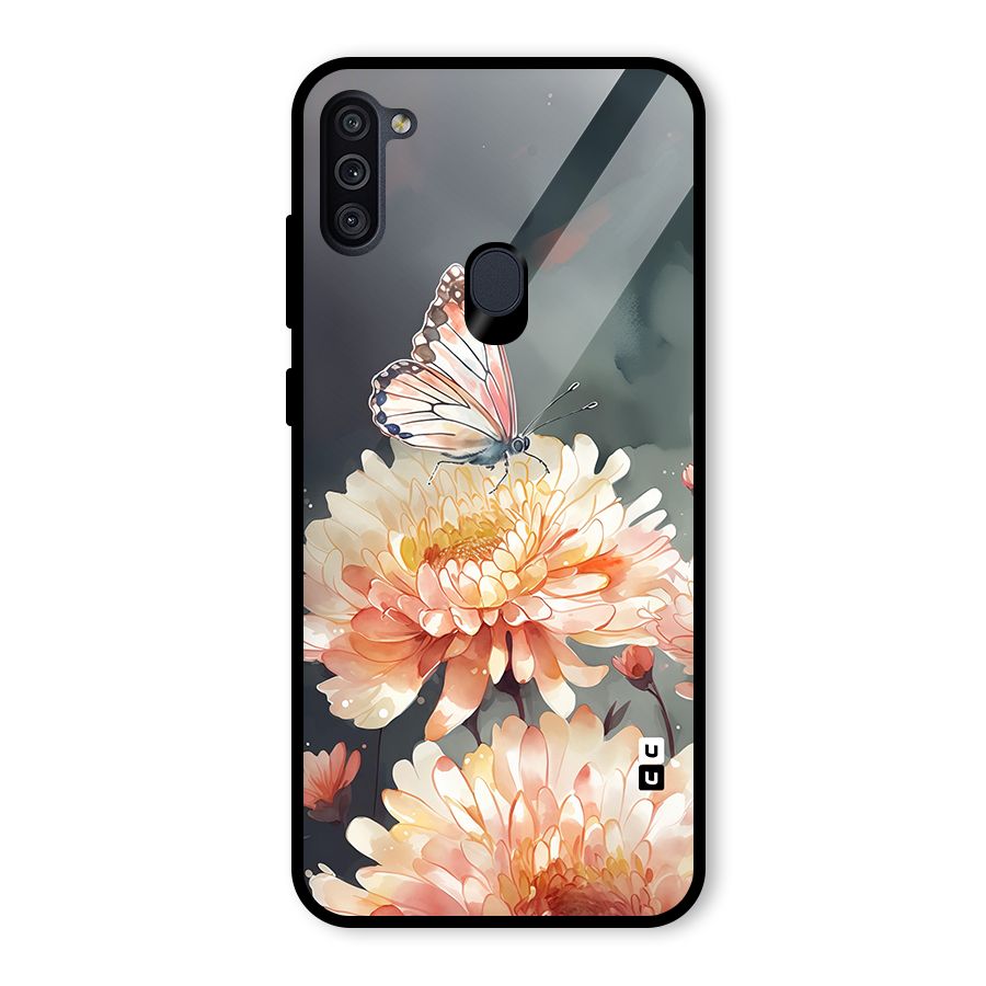 Digital Art Butterfly Flower Glass Back Case for Galaxy M11