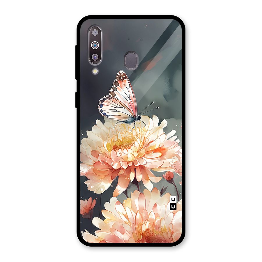 Digital Art Butterfly Flower Glass Back Case for Galaxy M30