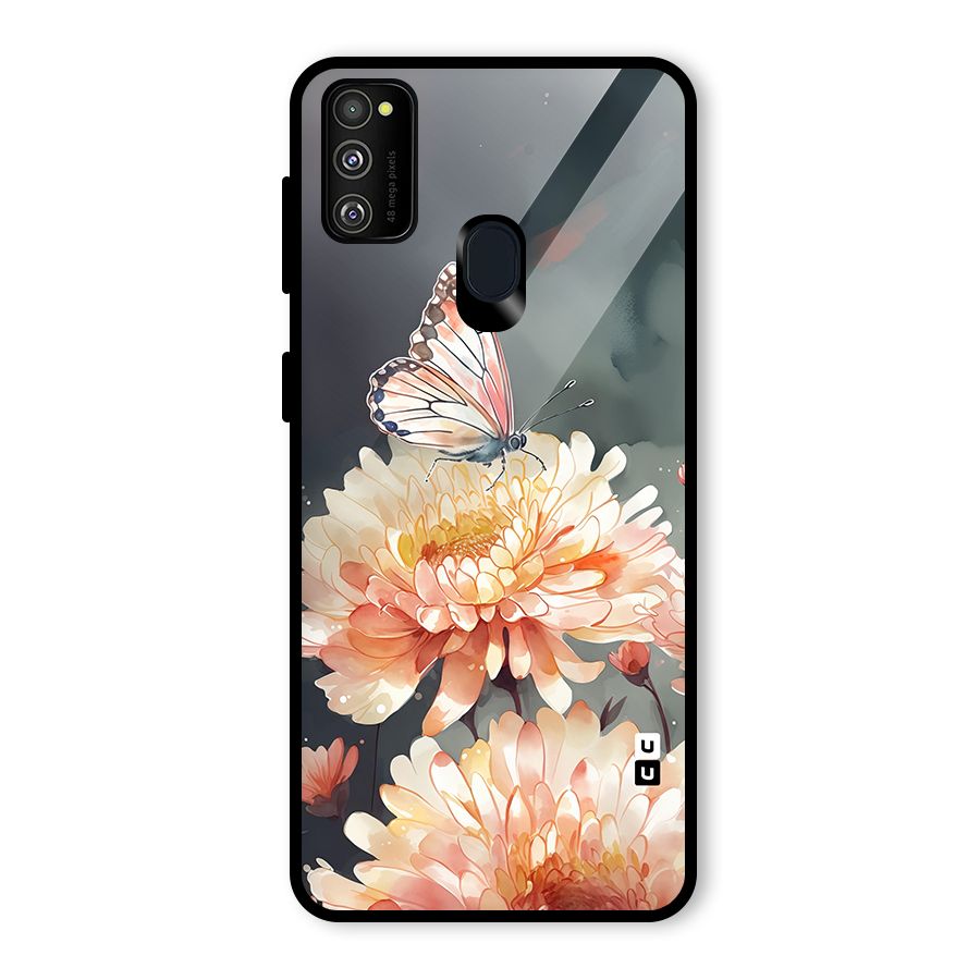Digital Art Butterfly Flower Glass Back Case for Galaxy M30s