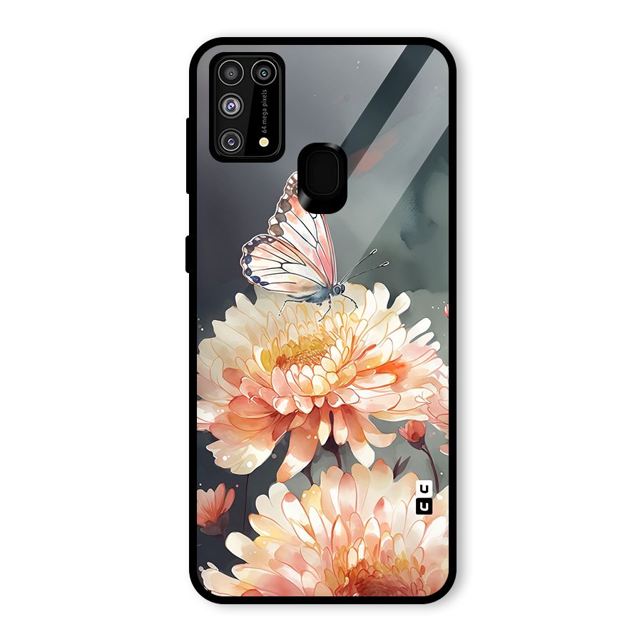 Digital Art Butterfly Flower Glass Back Case for Galaxy M31