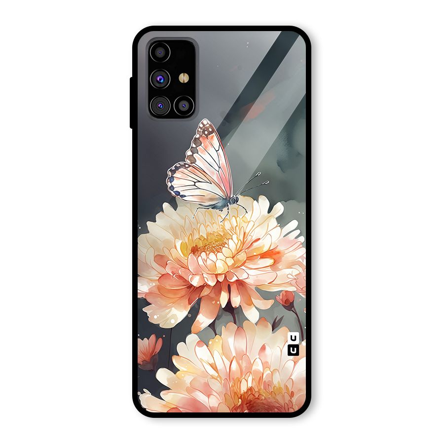 Digital Art Butterfly Flower Glass Back Case for Galaxy M31s