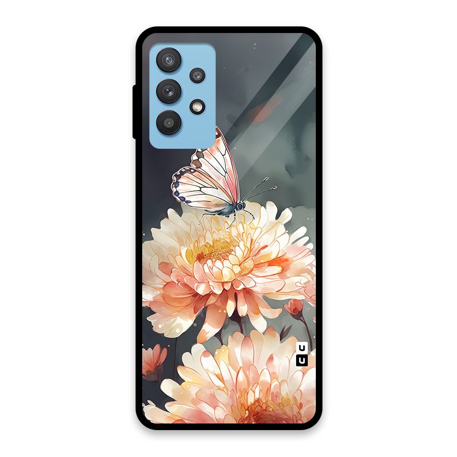 Digital Art Butterfly Flower Glass Back Case for Galaxy M32 5G