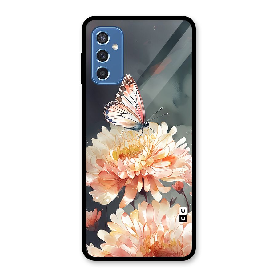 Digital Art Butterfly Flower Glass Back Case for Galaxy M52 5G