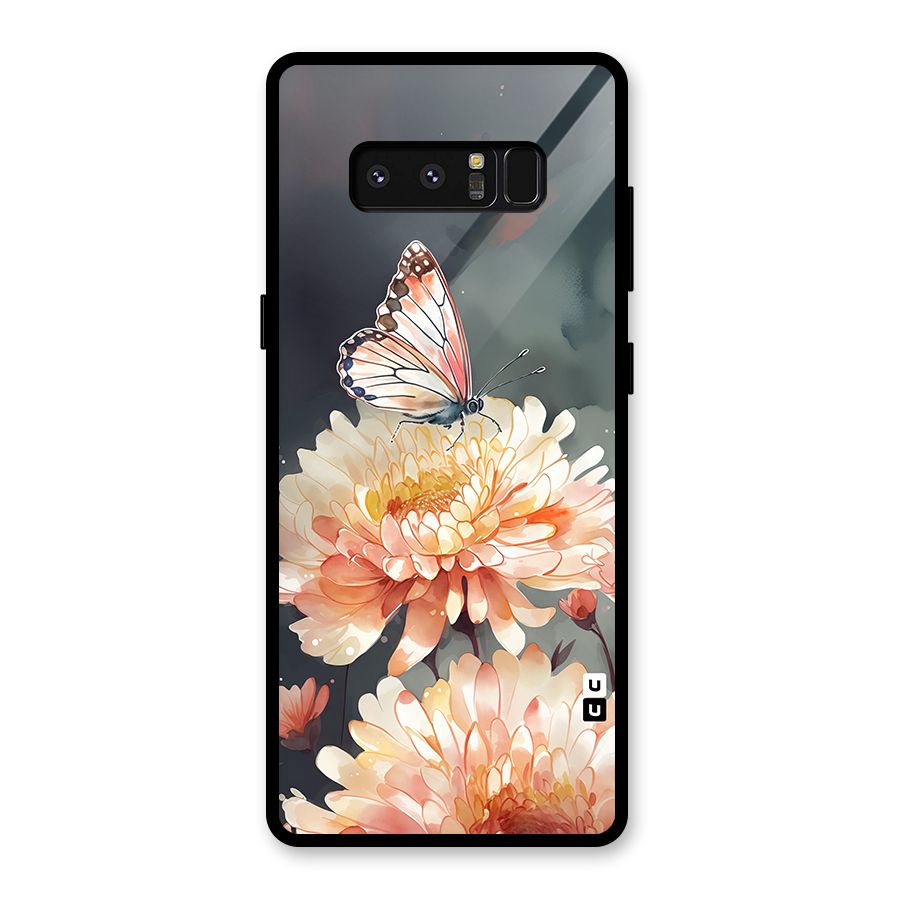 Digital Art Butterfly Flower Glass Back Case for Galaxy Note 8
