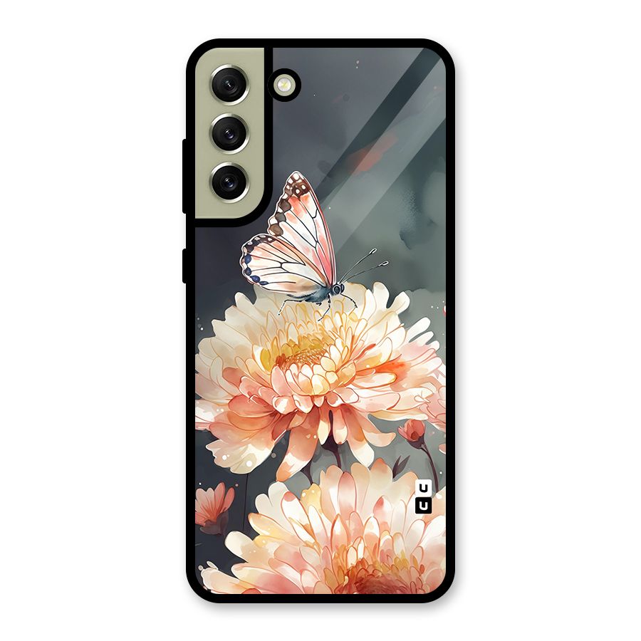 Digital Art Butterfly Flower Glass Back Case for Galaxy S21 FE 5G