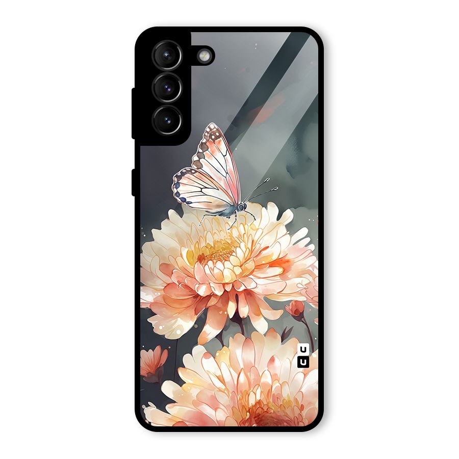 Digital Art Butterfly Flower Glass Back Case for Galaxy S21 Plus