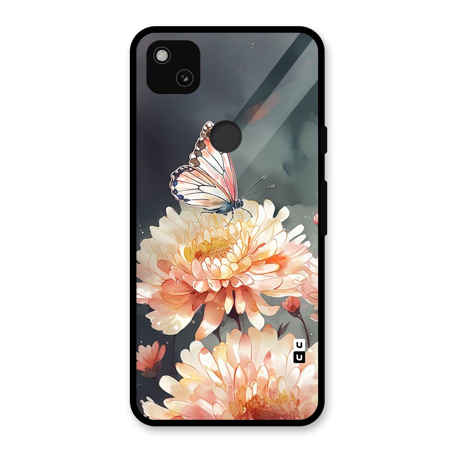 Digital Art Butterfly Flower Glass Back Case for Google Pixel 4a