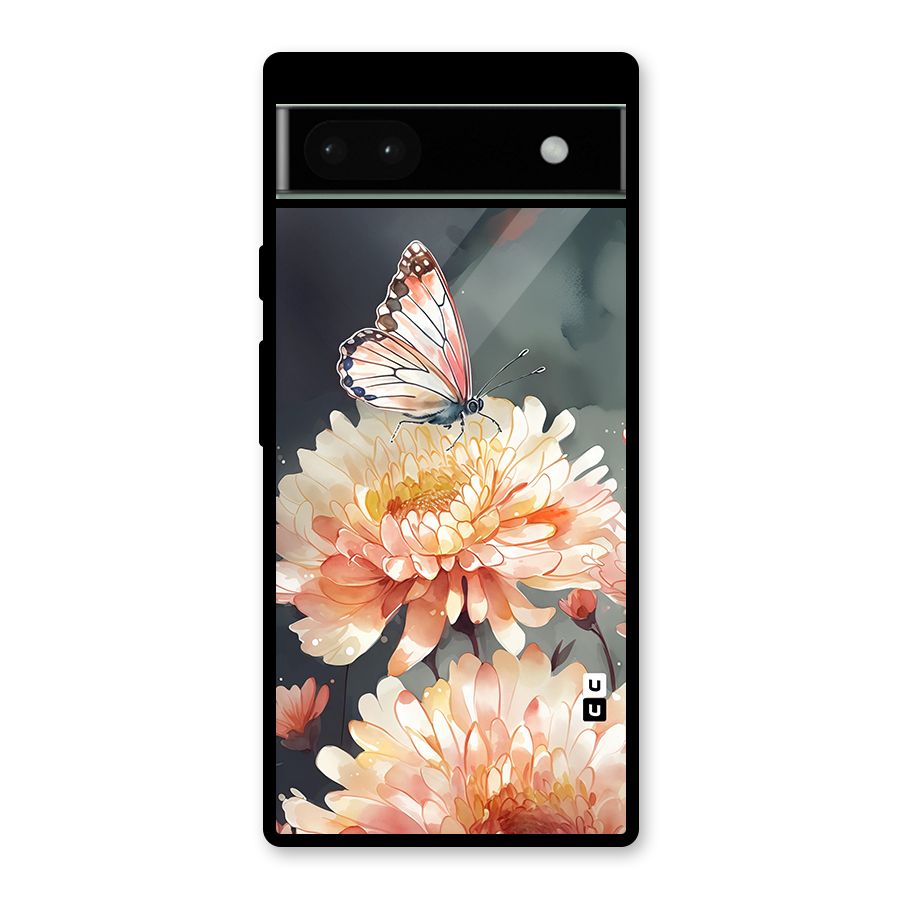 Digital Art Butterfly Flower Glass Back Case for Google Pixel 6a