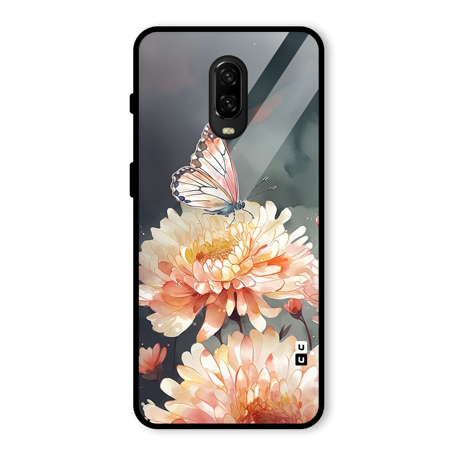 Digital Art Butterfly Flower Glass Back Case for OnePlus 6T