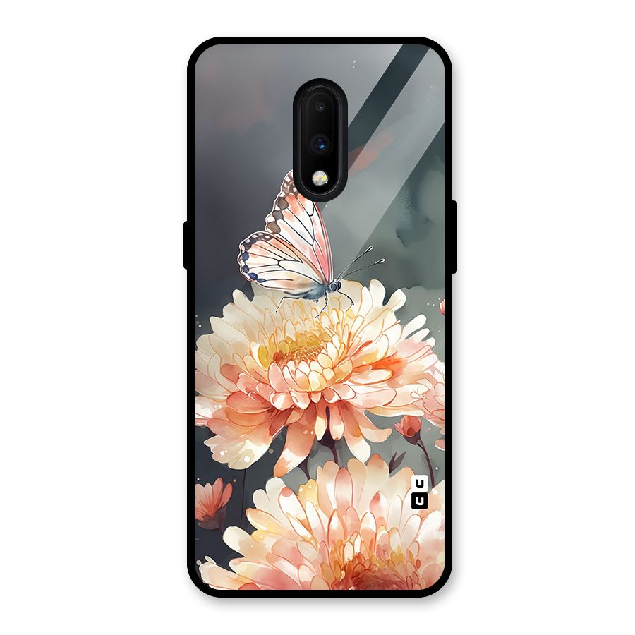 Digital Art Butterfly Flower Glass Back Case for OnePlus 7