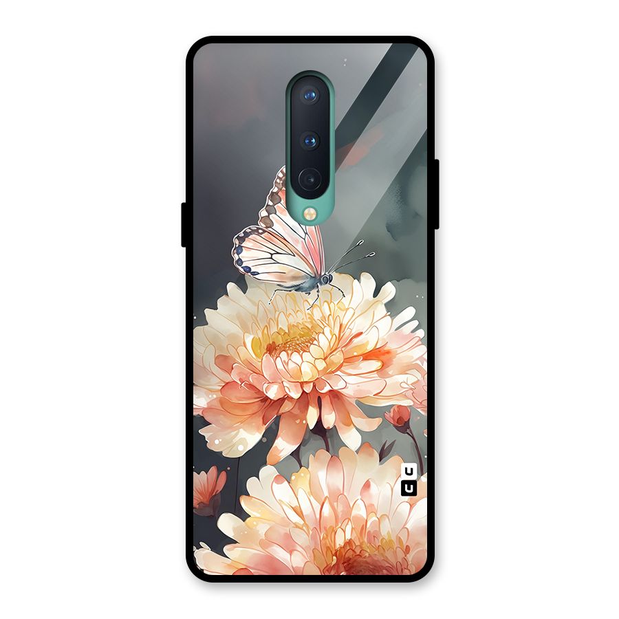 Digital Art Butterfly Flower Glass Back Case for OnePlus 8