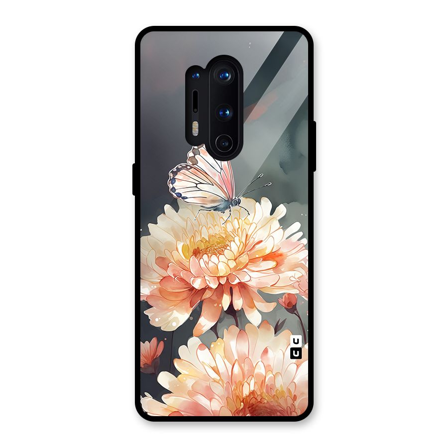 Digital Art Butterfly Flower Glass Back Case for OnePlus 8 Pro
