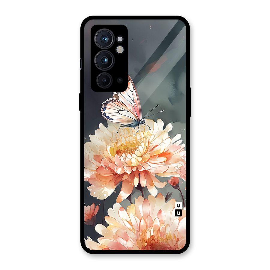 Digital Art Butterfly Flower Glass Back Case for OnePlus 9RT 5G