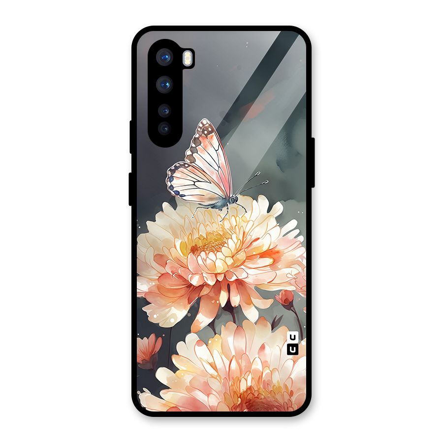 Digital Art Butterfly Flower Glass Back Case for OnePlus Nord
