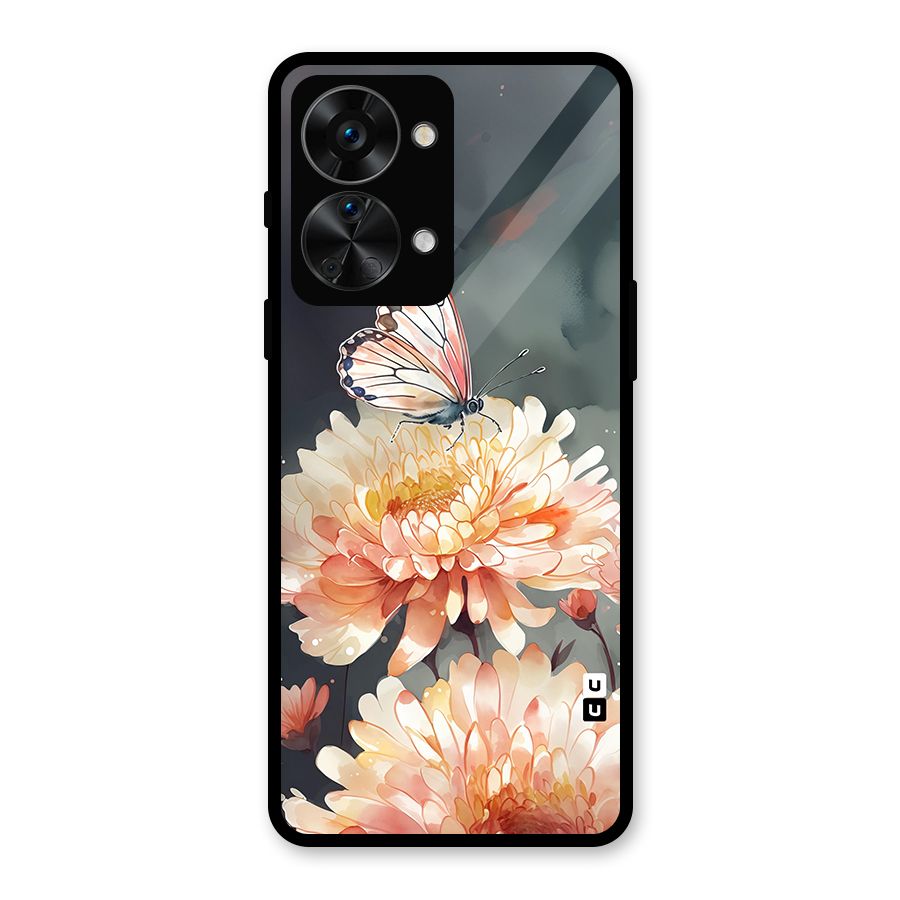 Digital Art Butterfly Flower Glass Back Case for OnePlus Nord 2T