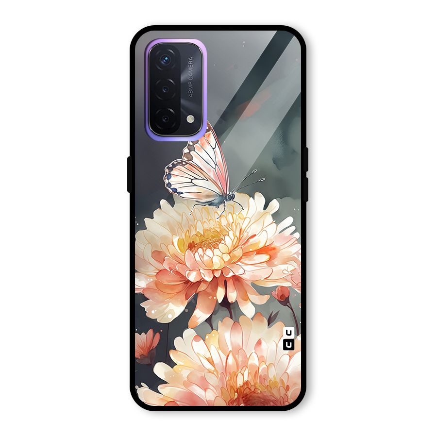 Digital Art Butterfly Flower Glass Back Case for Oppo A74 5G