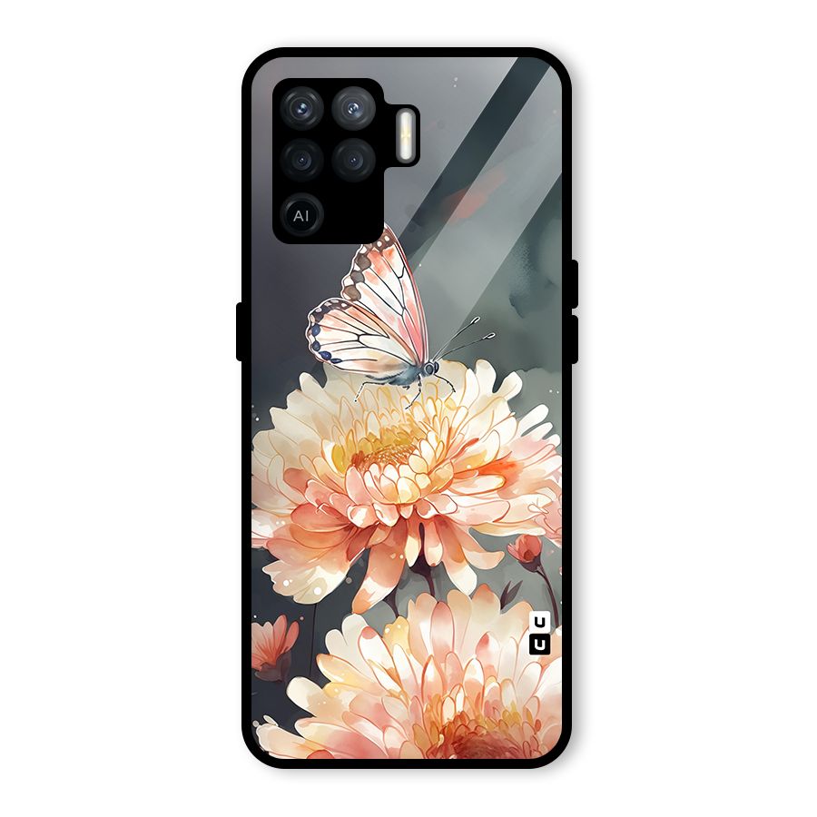 Digital Art Butterfly Flower Glass Back Case for Oppo F19 Pro
