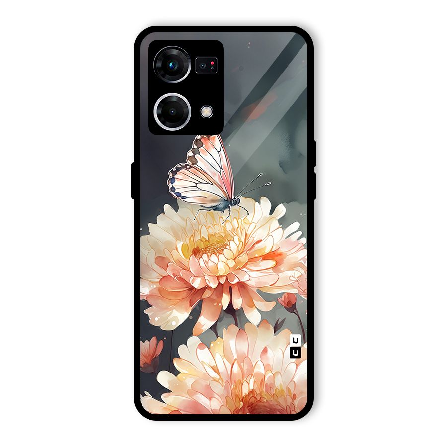 Digital Art Butterfly Flower Glass Back Case for Oppo F21 Pro 5G