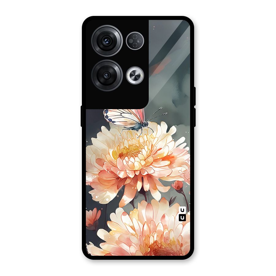 Digital Art Butterfly Flower Glass Back Case for Oppo Reno8 Pro 5G