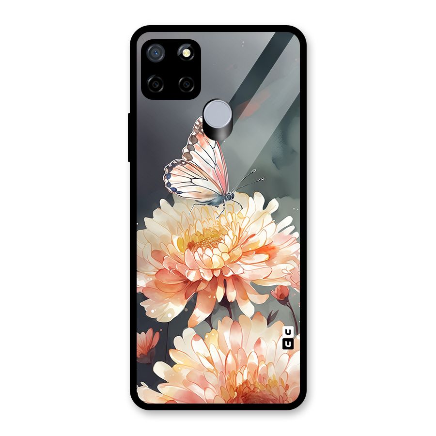 Digital Art Butterfly Flower Glass Back Case for Realme C12