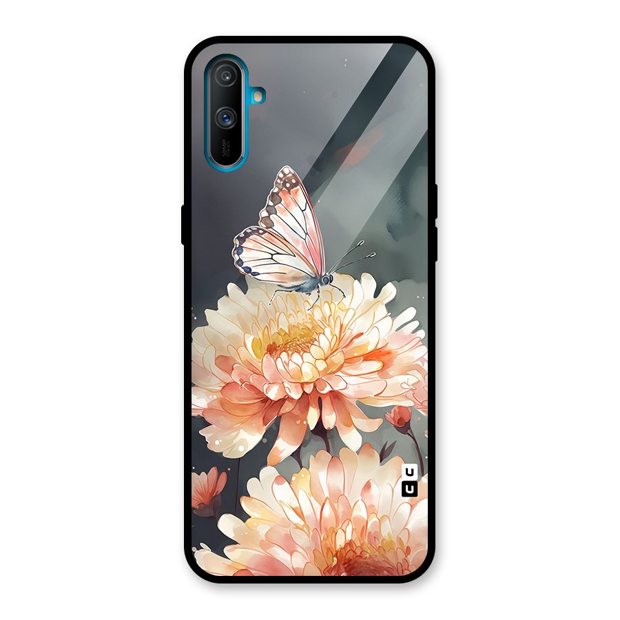 Digital Art Butterfly Flower Glass Back Case for Realme C3