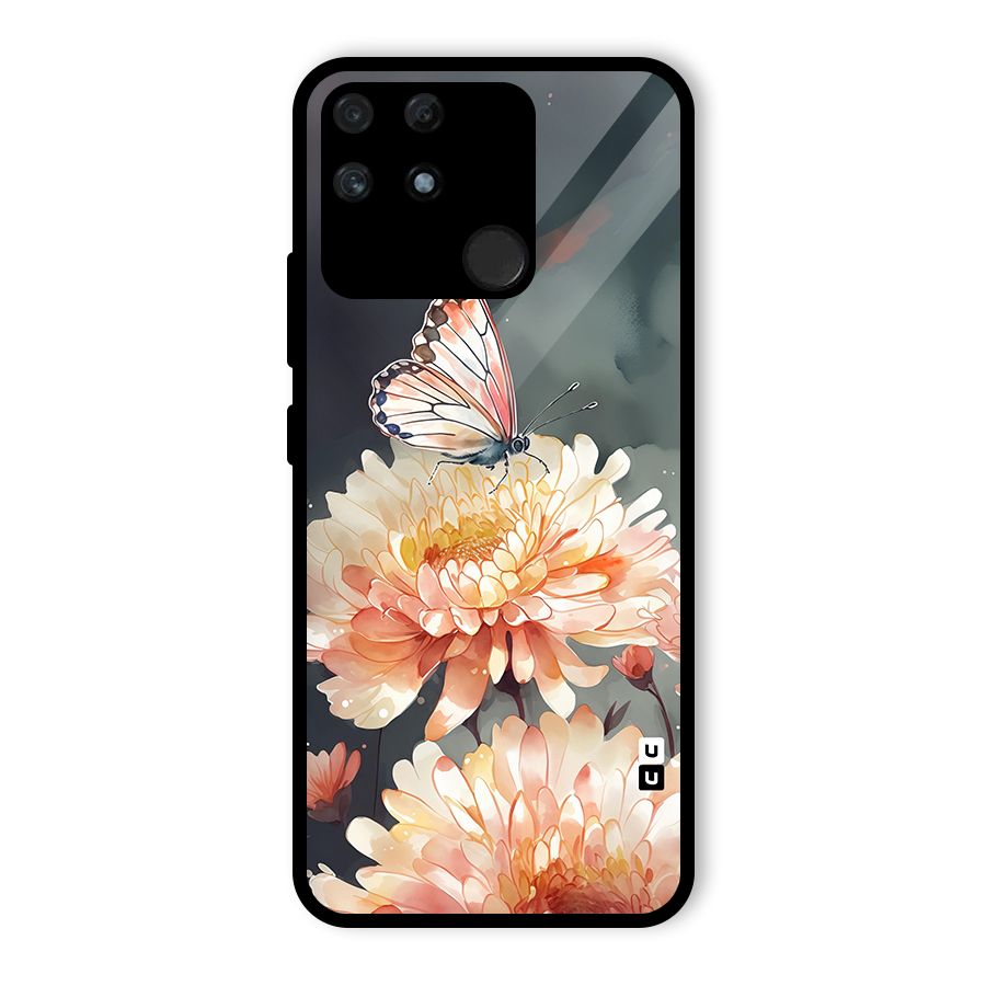 Digital Art Butterfly Flower Glass Back Case for Realme Narzo 50A