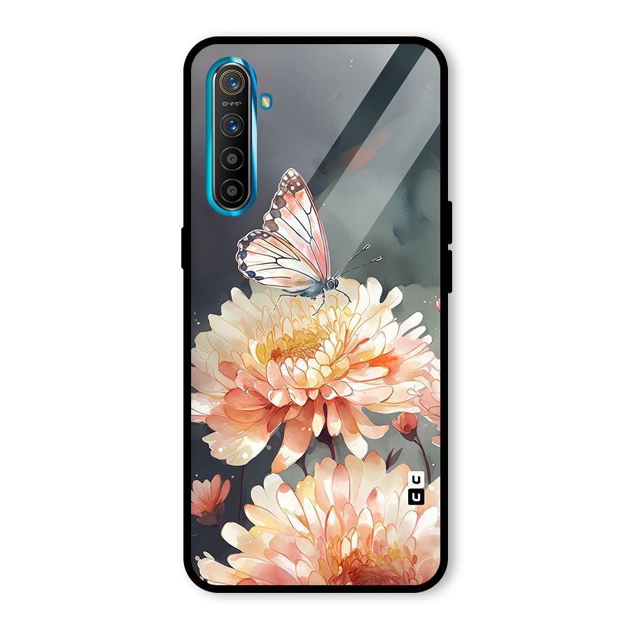 Digital Art Butterfly Flower Glass Back Case for Realme X2