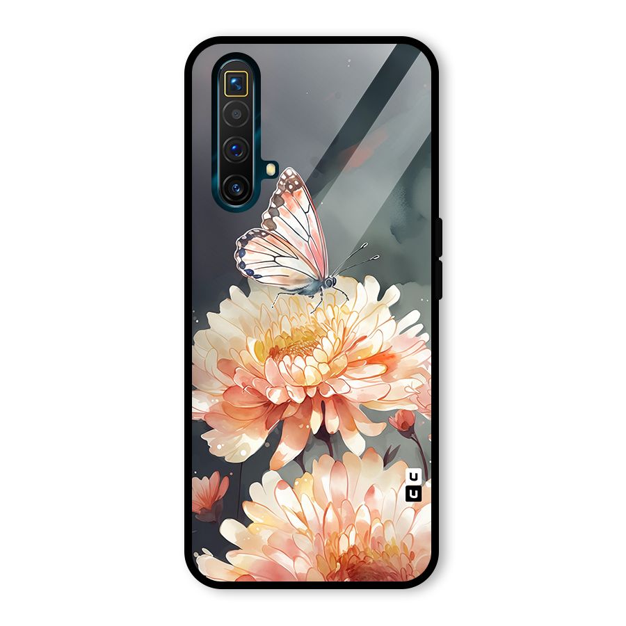 Digital Art Butterfly Flower Glass Back Case for Realme X3