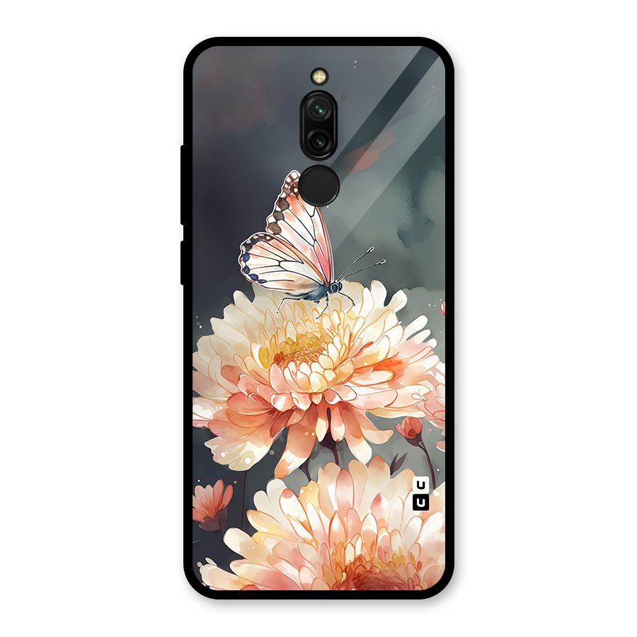 Digital Art Butterfly Flower Glass Back Case for Redmi 8